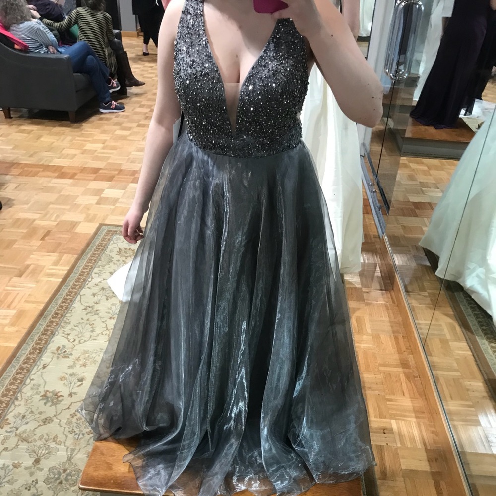 Silver prom dress